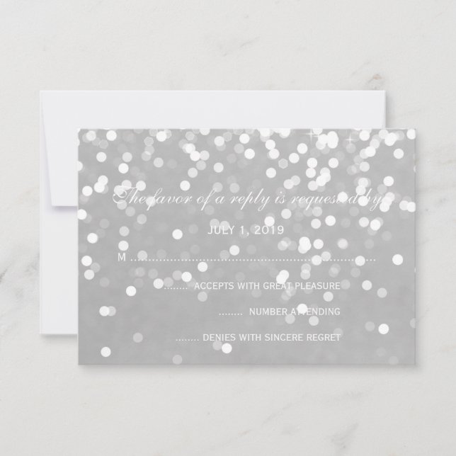 Tarjeta RSVP - Plata gris Boda (Anverso)