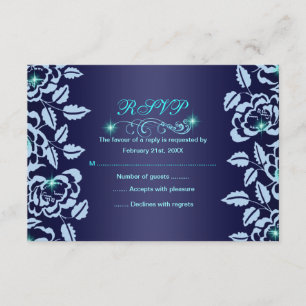 Tarjeta RSVP Princess Blue Rosa Sweet16