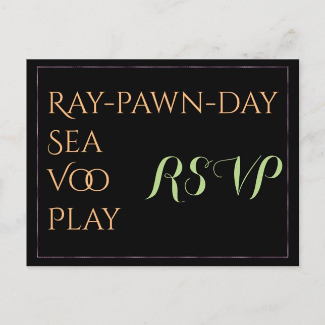 Tarjeta RSVP Pronunciada de Silly RSVP (Anverso)