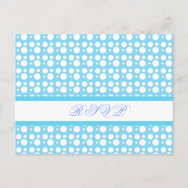 Tarjeta RSVP, puntos azul claro (Anverso)
