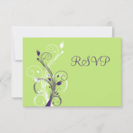 Tarjeta RSVP Purple Green Floral