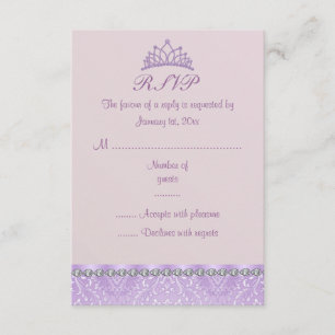 Tarjeta RSVP Purple Tiara & Damask Sweet16