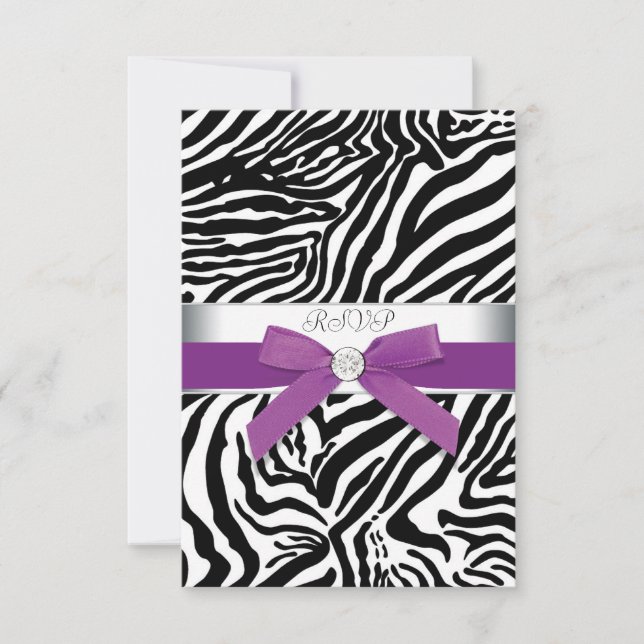 Tarjeta RSVP Purple Zebra (Anverso)