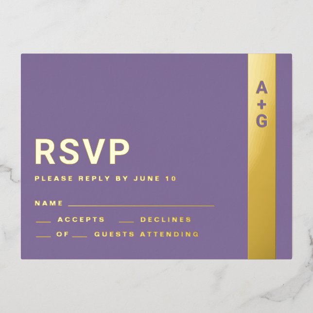 Tarjeta RSVP púrpura (Anverso)
