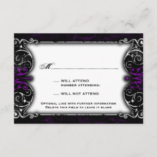 Tarjeta RSVP púrpura Gótica Victoriana Spooky