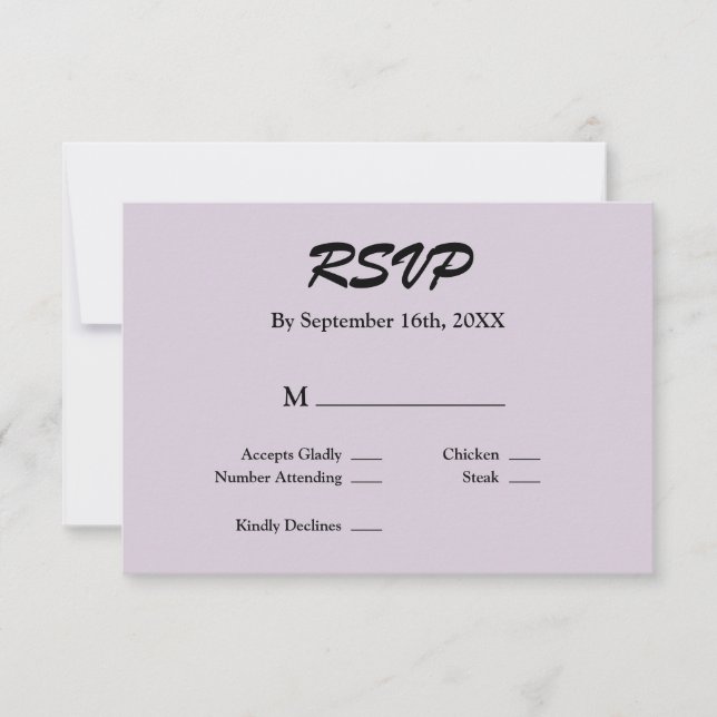Tarjeta RSVP púrpura Ligera (Anverso)