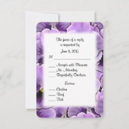Tarjeta RSVP Púrpura Pansy con opciones Entree