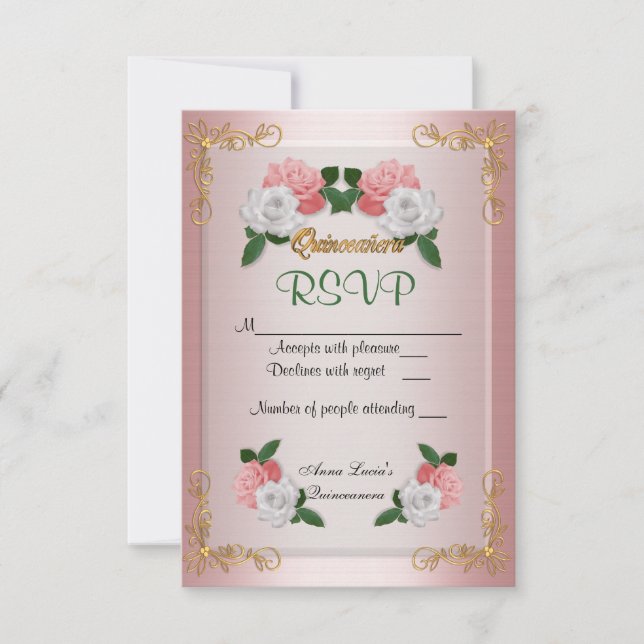Tarjeta RSVP Quinceanera (Anverso)
