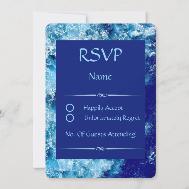 Tarjeta RSVP redondeada de Boda de agua del océano (Anverso)