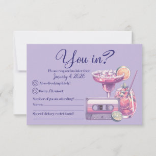 Tarjeta RSVP Retro Violet Vibes