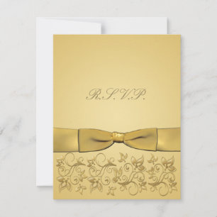 Tarjeta RSVP RIBBON Gold IMPRESIONADA