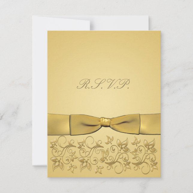 Tarjeta RSVP RIBBON Gold IMPRESIONADA (Anverso)