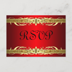 Tarjeta RSVP Roja de Deslizamiento Oro de Gran Duc