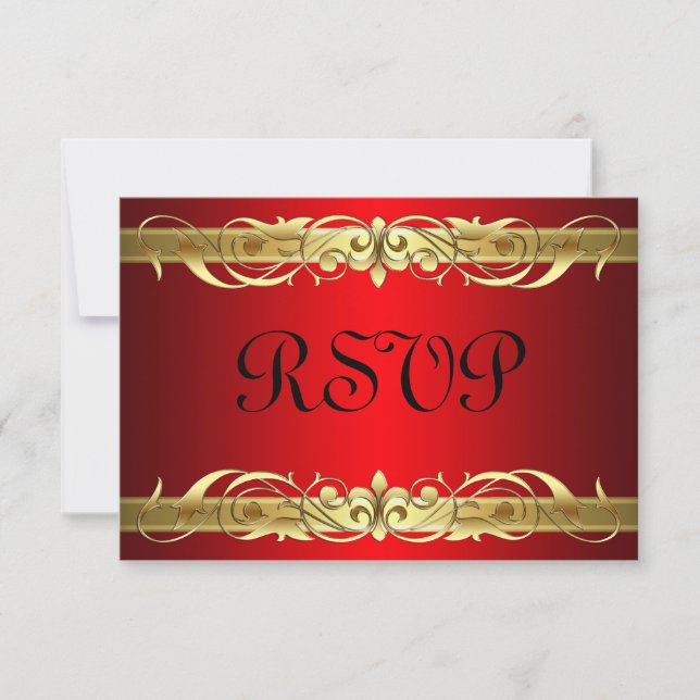 Tarjeta RSVP Roja de Deslizamiento Oro de Gran Duc (Anverso)