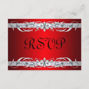 Tarjeta RSVP Roja de Deslizamiento Plateado de Gra