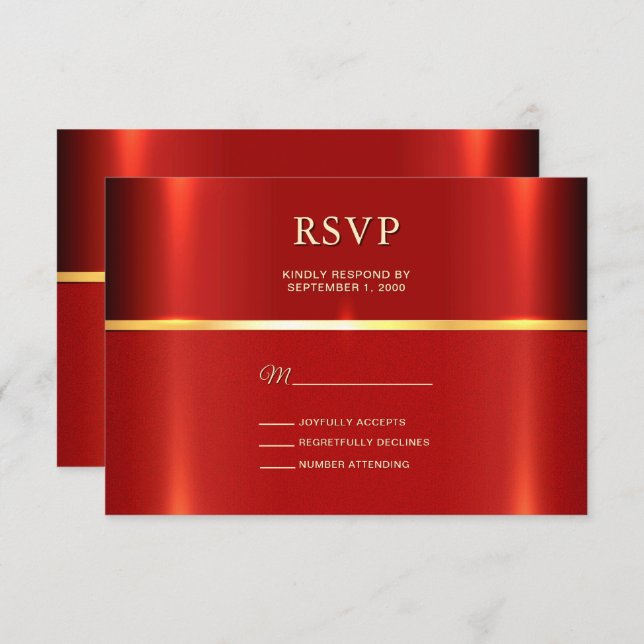 Tarjeta RSVP Roja Simple (Anverso / Reverso)