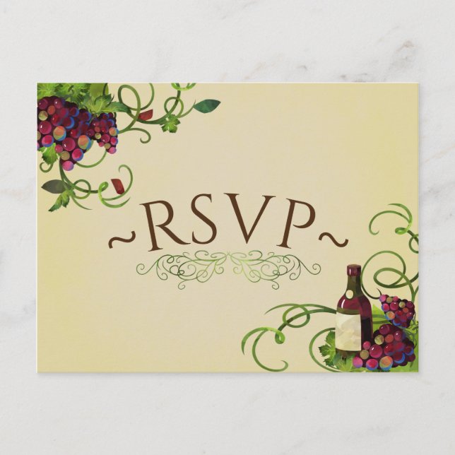 Tarjeta RSVP romántica de viñedos de verano (Anverso)