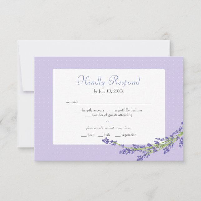 Tarjeta RSVP Romántica Purple Lavender (Anverso)