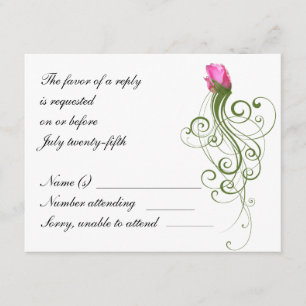 Tarjeta RSVP Rosa Bud Flourish