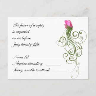 Tarjeta RSVP Rosa Bud Flourish