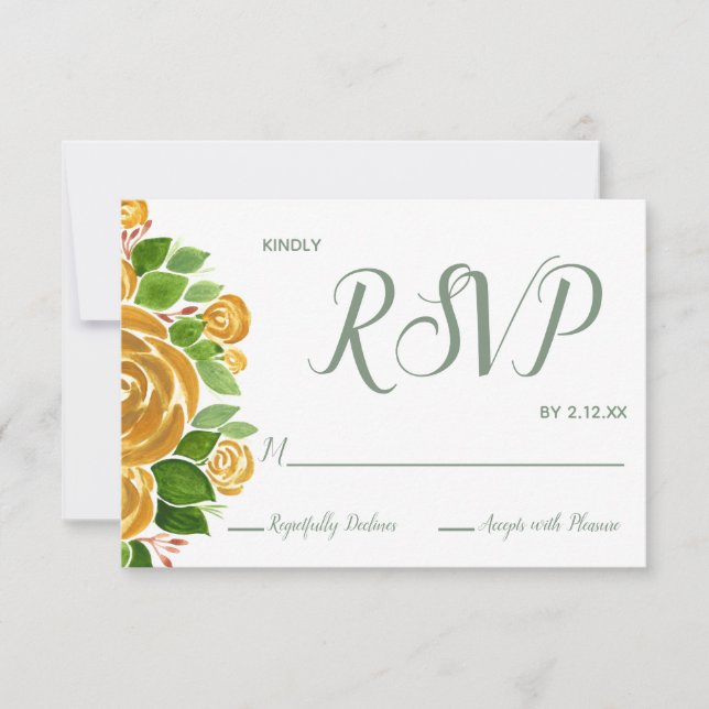 Tarjeta RSVP Rosa de oro (Anverso)