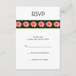 Tarjeta RSVP rosa gerber daisy