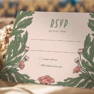 Tarjeta RSVP rosa Vintage Art Nouveau