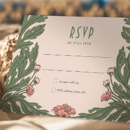 Tarjeta RSVP rosa Vintage Art Nouveau