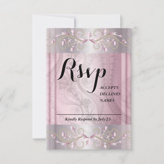 Tarjeta Rsvp rosa y gris (Anverso)