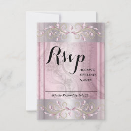 Tarjeta Rsvp rosa y gris