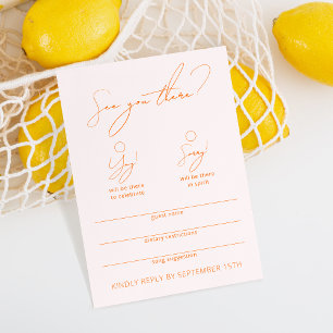 Tarjeta RSVP rosa y Naranja divertida para Rubor