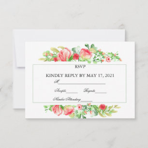 Tarjeta RSVP Rose Bouquet de color de agua de jard