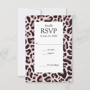 Tarjeta RSVP RoseGold de impresión de leopardo clá