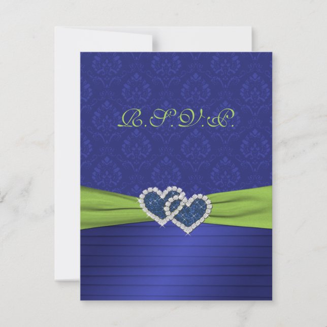 Tarjeta RSVP Royal Blue Pleats y Chartreuse (Anverso)