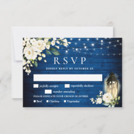 Tarjeta RSVP Royal Blue White Roses con opción de