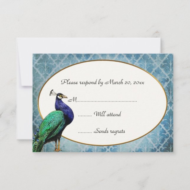 Tarjeta RSVP Royal Peacock Blue (Anverso)