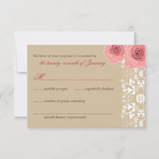 Tarjeta RSVP RSVP de matrimonio elegante de encaje