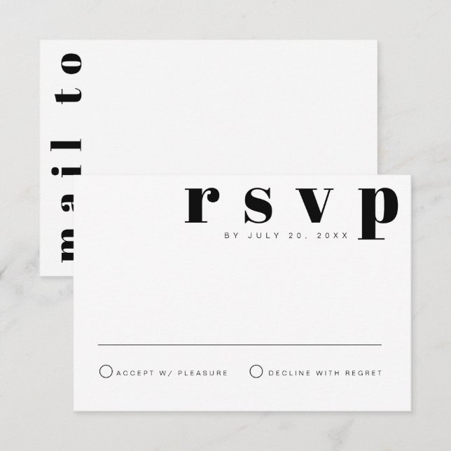 Tarjeta RSVP RSVP de tarjeta postal moderna RILEY  (Anverso / Reverso)