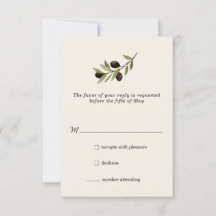 Tarjeta RSVP RSVP Rústica de rama de olivo