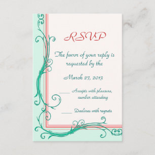 Tarjeta RSVP Rubor Peach y Mint