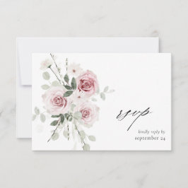 Tarjeta RSVP Rubor Pink Floral & Eucalyptus w Meal