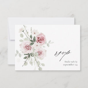 Tarjeta RSVP Rubor Pink Floral & Eucalyptus w Meal