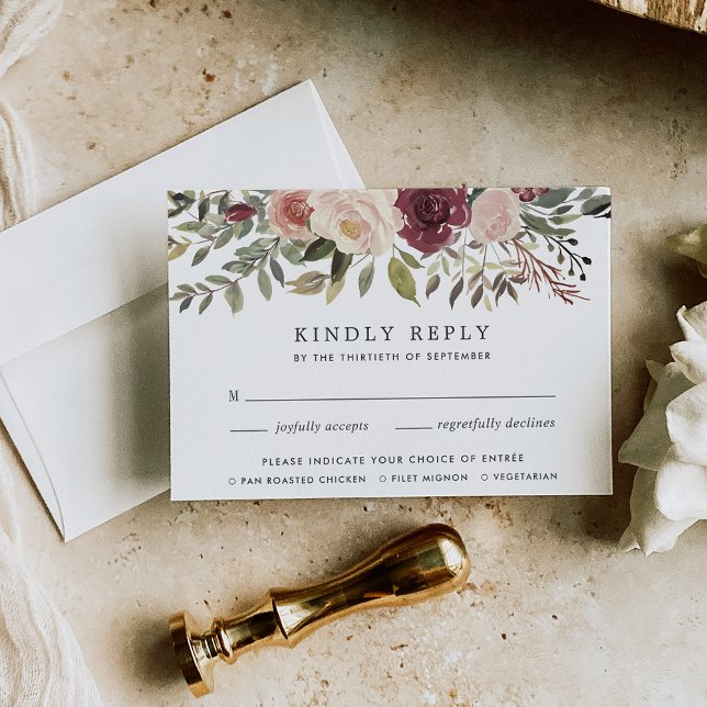 Tarjeta RSVP Rustic Bloom con opción de comida (Subido por el creador)