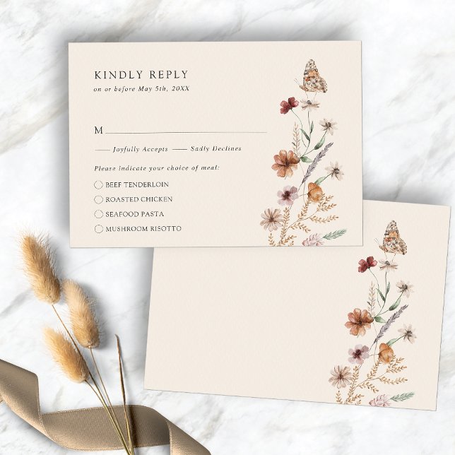 Tarjeta RSVP Rustic Boho Meal (Rustic Boho Meal RSVP Card
)