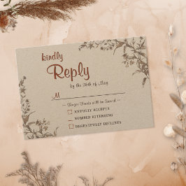 Tarjeta RSVP Rústica Boho Earthy Terracotta Wildlf
