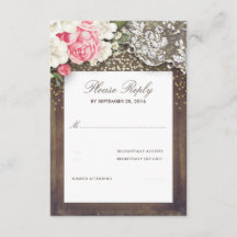 Tarjeta RSVP Rústica Burlap y Floral Lace Wedding