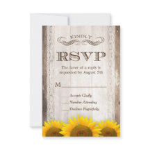 Tarjeta RSVP Rústica Country Lace Barn Wood Sunflo