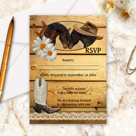 Tarjeta RSVP Rústica Country Western Horses