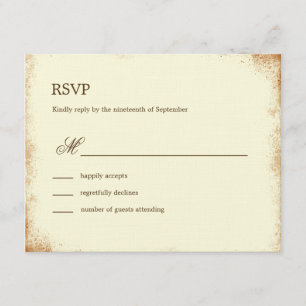 Tarjeta RSVP Rústica de Boda de Viñedo - Marrón