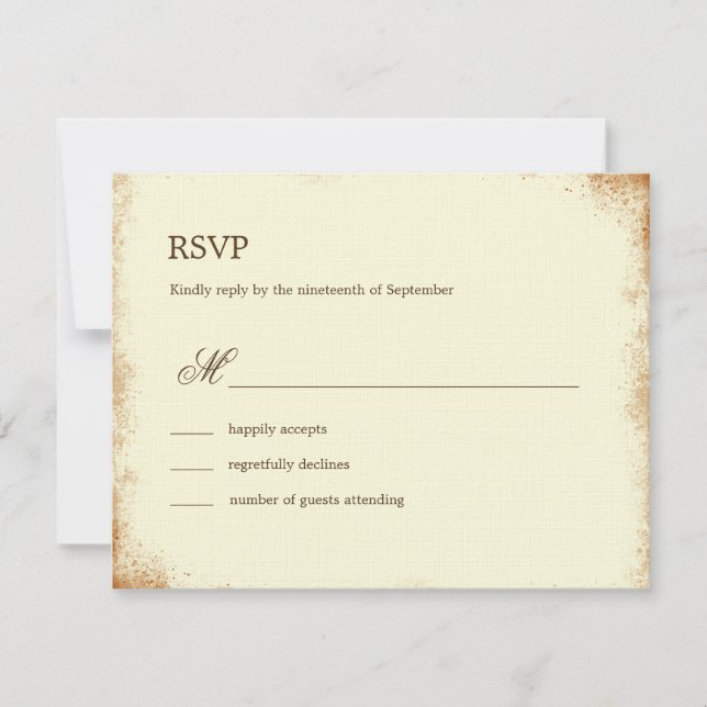 Tarjeta RSVP Rústica de Boda de Viñedo - Marrón (Anverso)